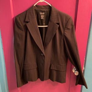 Rafaella suit: black w/ blue stripe business suit. BNWOT. Size 12